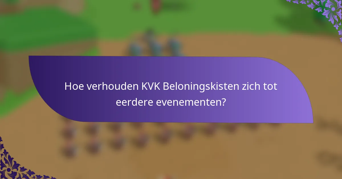 Hoe verhouden KVK Beloningskisten zich tot eerdere evenementen?